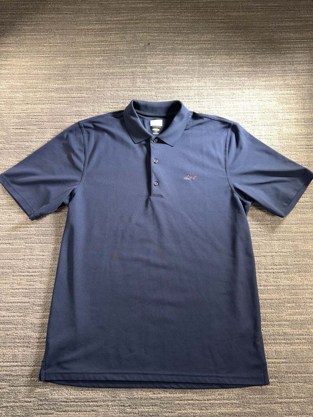 Greg Norman Play Dry Men's Short Sleeve Golf Polo Shirt, Navy Blue, Size Large